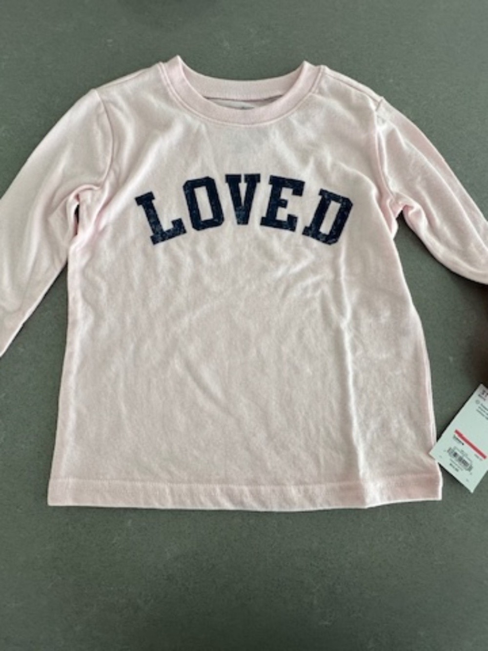 NWT-"Loved" 3T Long Sleeve T-Shirt Pink Little Girl 3 years